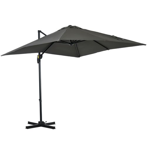 Outsunny Square Cantilever Roma Parasol 360� Rotation w/ Hand Crank, Grey - Home Symphony