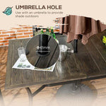 Outsunny Outsunny Garden Table with Parasol Hole for Patio, Deck, Brown, 150 x 96 x 73cm - Garden Table