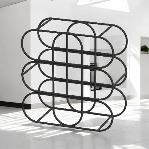 Cast Iron Effect Wine Rack 13 Inch for 9 Bottles with Ornate Side Detail for Wine Enthusiasts - Home Symphony