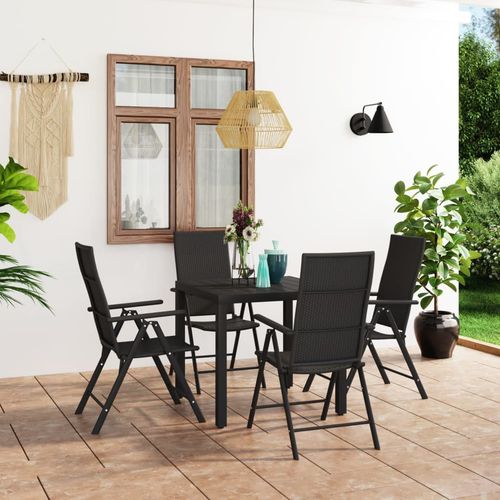 vidaXL 5 Piece Garden Dining Set with Weather-Resistant PE Rattan Chairs and Easy-Clean WPC Table for Outdoor Entertaining - Home Symphony