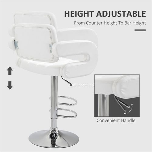 Adjustable Faux Leather Bar Stool with 63.5 to 83.5cm Height and 360° Swivel for Stylish Home or Office Use - Home Symphony