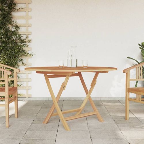 vidaXL Folding Garden Table Ø 110x75 cm Solid Wood Teak - Home Symphony