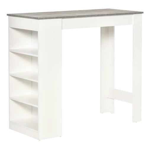 HOMCOM HOMCOM Bar Table Coffee Table Kitchen Dining Table with 4-Tier Shelf Grey - Dining Table