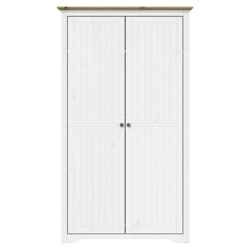 vidaXL Wardrobe BODO White and Brown 101x52x176.5 cm Solid Wood Pine - Home Symphony