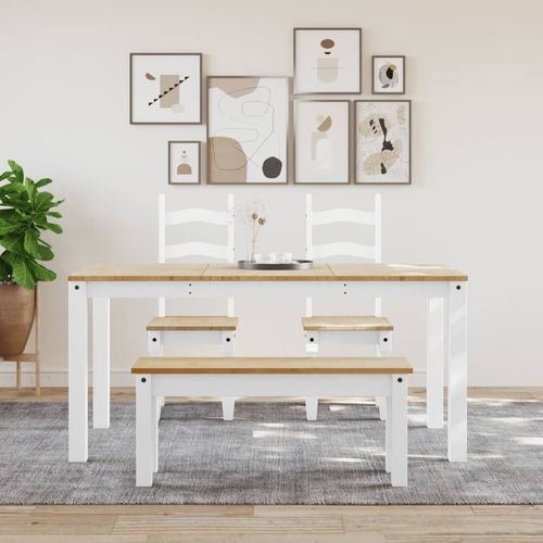 vidaXL Dining Table Panama White 160x80x75 cm Solid Wood Pine - Home Symphony