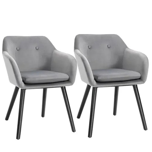2 Pieces Modern Upholstered Fabric Bucket Seat Dining Room Armchairs - Grey - Home Symphony