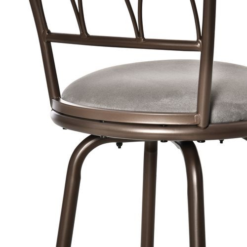 Set of 2 Bar Chairs Swivel Armless Upholstered Metal Frame Barstools - Home Symphony