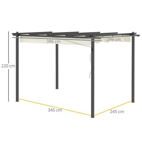 Aluminium Patio Gazebo 4 x 3 M With Retractable Canopy For Outdoor Gatherings - Home Symphony