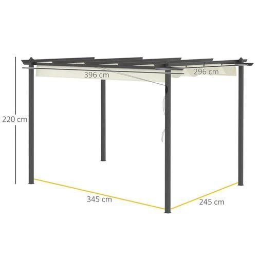 N/A Aluminium Patio Gazebo 4 x 3 M With Retractable Canopy For Outdoor Gatherings - Gazebos