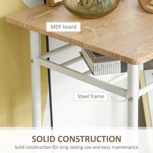 HOMCOM 3Pc Bar Height Dining Furniture SetWhite and Oak 3-Piece Kitchen - Dining Set