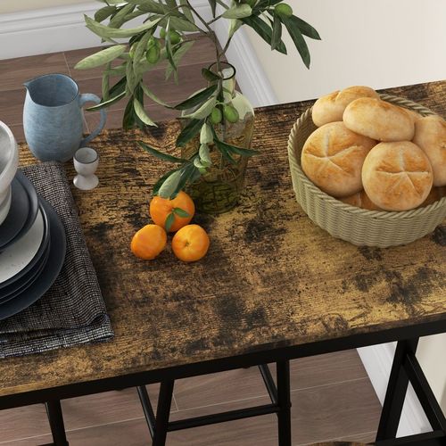 HOMCOM 5 Piece Bar Set, Industrial Kitchen and Chair Set Rustic Brown - Home Symphony