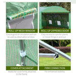 4x3x2m Tunnel Greenhouse Walk-In Hot House Roll Up Door & 6 Windows-Green by Outsunny
