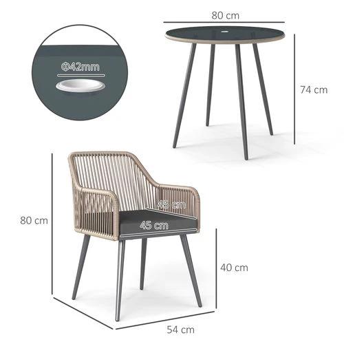 Outsunny Rattan Dining Set, 4 Seater Rattan Garden Furniture, Light Brown by Outsunny