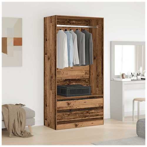 vidaXL Wardrobe Old Wood 100x50x200 cm Engineered Wood - Home Symphony
