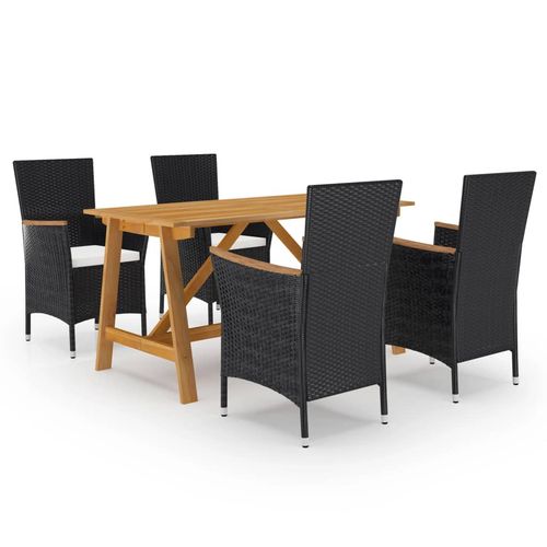 Elegant Poly Rattan Garden Dining Set with Cushions for Outdoor Entertaining - Home Symphony