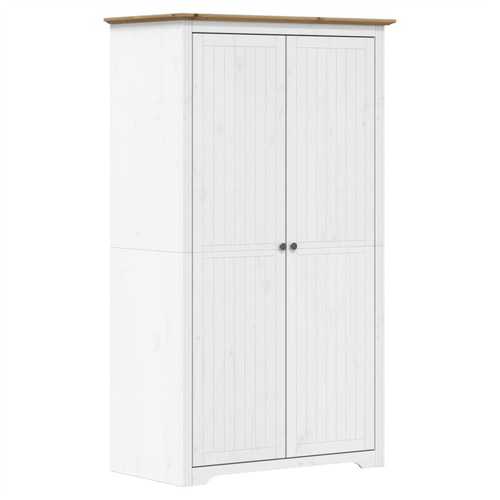 vidaXL Wardrobe BODO White and Brown 101x52x176.5 cm Solid Wood Pine - Home Symphony