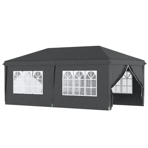 3 x 6m Pop Up Gazebo Height Adjustable Party Tent w/ Storage Bag Black by Outsunny