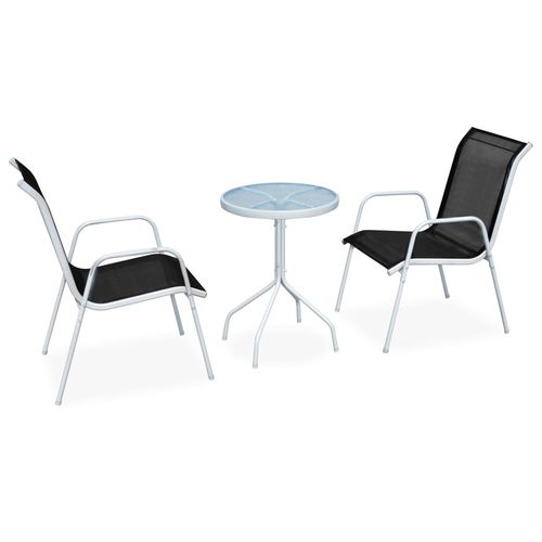 vidaXL 3 Piece Bistro Set Steel Black - Home Symphony