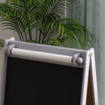 AIYAPLAY Kids Easel with Paper Roll, Blackboard, Whiteboard, Storage, Grey - Home Symphony