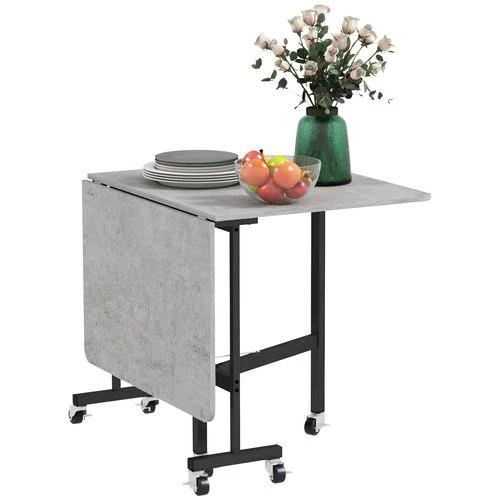 HOMCOM HOMCOM Drop Leaf Table with Wheels Folding Dining Table for Small Spaces, Grey - Dining Table