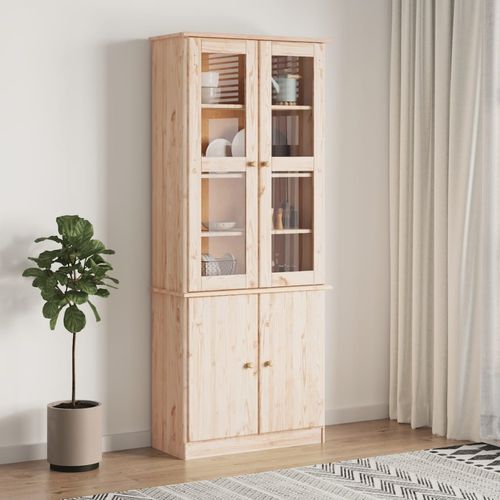 vidaXL Glass Display Cabinet ALTA 77x35x186.5 cm Solid Wood Pine - Home Symphony