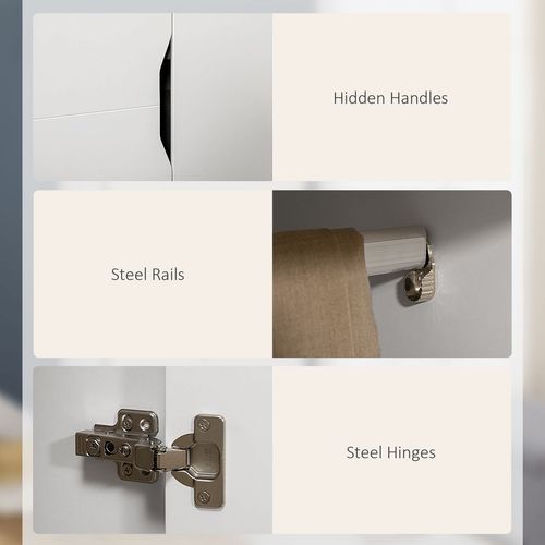 Wardrobe with Drawers, Shelves, Hanging Rail, Bedroom Clothes Organizer, White - Home Symphony