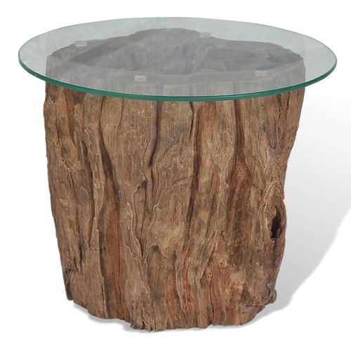 vidaXL Coffee Table Teak Glass 50x40 cm - Home Symphony