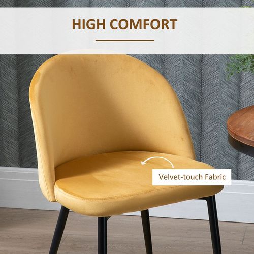 2 Pieces Modern Upholstered Fabric Bucket Seat Dining Chairs Living Room Yellow - Home Symphony