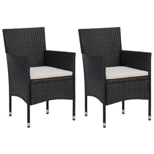 3 Piece Garden Dining Set Poly Rattan and Tempered Glass Black - Home Symphony