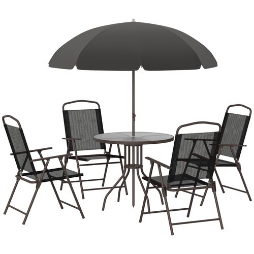 6 Pcs Bistro Set, Texteline-Black - Home Symphony