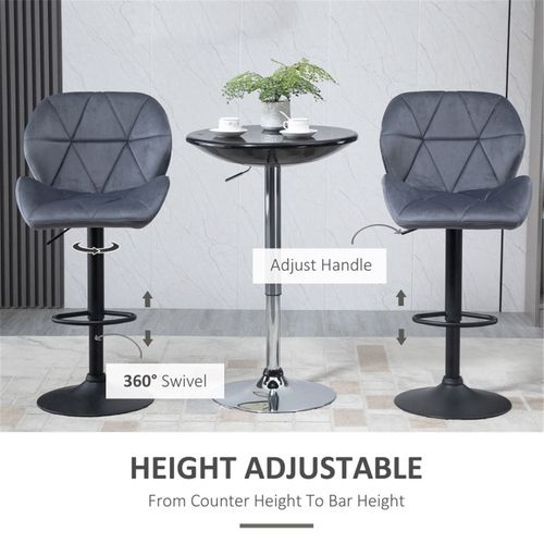 Adjustable Swivel Bar Stools Set of Two with Diamond Stitching and Footrest for Modern Home Bars and Kitchens - Home Symphony