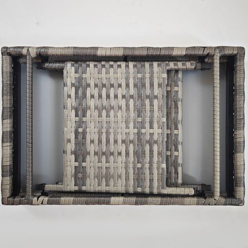 Outsunny Foldable Outdoor Coffee Table, Metal Frame Rattan Side Table, Grey - Home Symphony