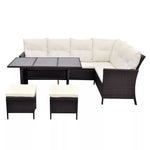 4 Piece Garden Lounge Set with Cushions Poly Rattan Brown - Home Symphony
