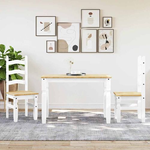vidaXL 3 Piece Dining Set Panama White Solid Wood Pine - Home Symphony