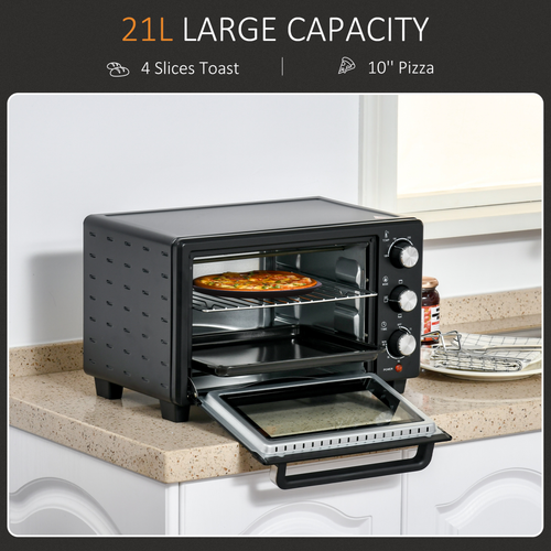 Compact Mini Oven 21L with Adjustable Temperature and 60-Minute Timer for Home Bakers - HOMCOM - Home Symphony