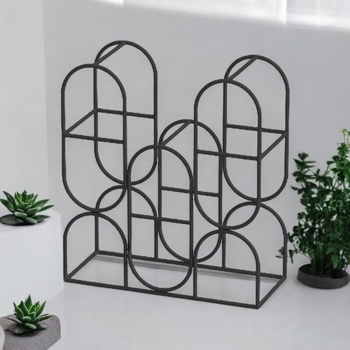 Elegant Cast Iron Wine Rack 14 Inch with Ornate Design for Sophisticated Wine Enthusiasts - Home Symphony