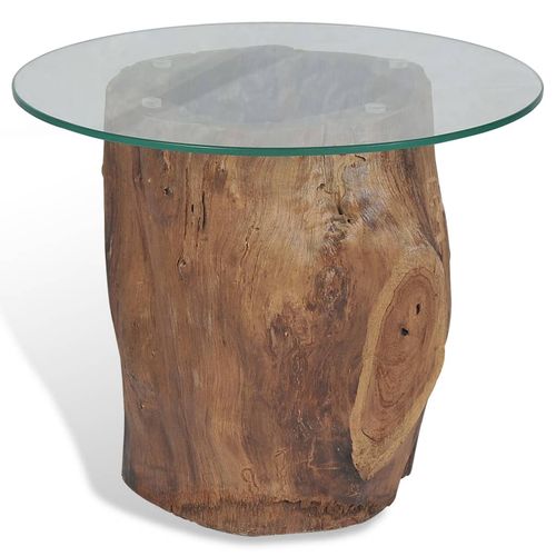 vidaXL Coffee Table Teak Glass 50x40 cm - Home Symphony