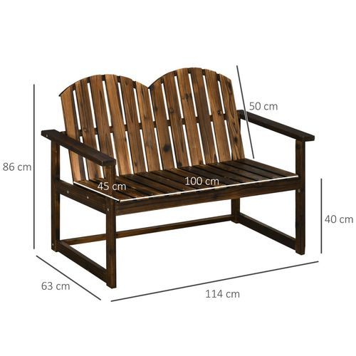 Outdoor Wooden Bench for Two People, Patio Loveseat Chair with Slatted Backrest - Home Symphony