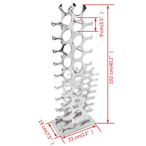 Stylish vidaXL Wine Rack Aluminium Silver holds 27 bottles, perfect for wine enthusiasts seeking modern design.