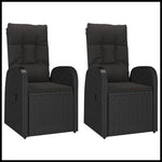 3 Piece Garden Dining Set Black Poly Rattan&Solid Wood Acacia - Home Symphony