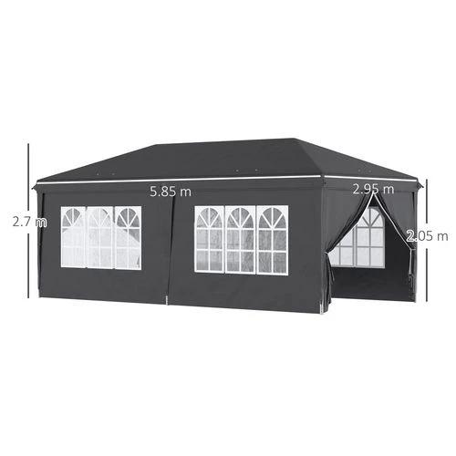 3 x 6m Pop Up Gazebo Height Adjustable Party Tent w/ Storage Bag Black by Outsunny