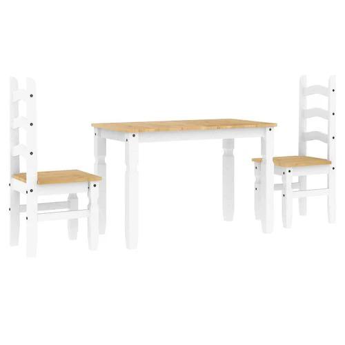 vidaXL 3 Piece Dining Set Panama White Solid Wood Pine by vidaXL