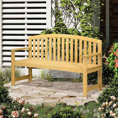 2 Person Garden Bench Wooden Outdoor Furniture with Armrest Orange - Home Symphony