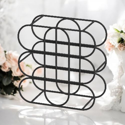 Cast Iron Effect Wine Rack 13 Inch for 9 Bottles with Ornate Side Detail for Wine Enthusiasts - Home Symphony