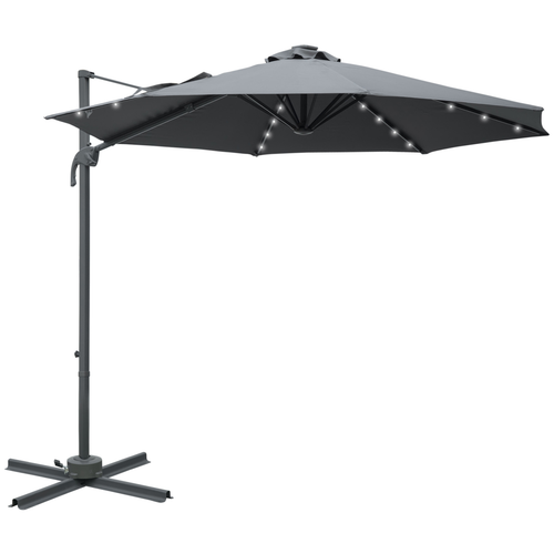 3m Cantilever Patio Umbrella with Solar Powered LED Lights for Outdoor Entertaining - Home Symphony