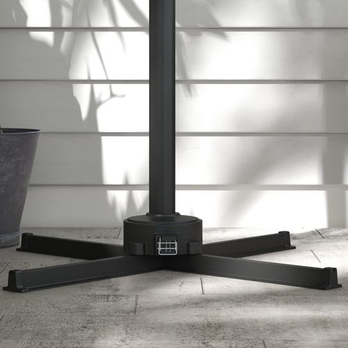 Outsunny 3(m) Solar LED Cantilever Parasol Adjustable Garden Umbrella Khaki - Home Symphony