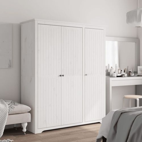 vidaXL Wardrobe BODO White 151.5x52x176.5 cm Solid Wood Pine - Home Symphony
