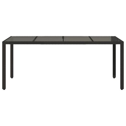 vidaXL Garden Table with Glass Top Black 190x90x75 cm Poly Rattan - Home Symphony