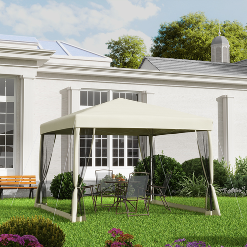 Outsunny 3x3m Pop Up Gazebo with Mesh Walls for Outdoor Events and Backyard Gatherings - Home Symphony