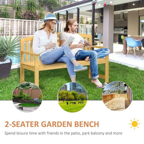 2 Person Garden Bench Wooden Outdoor Furniture with Armrest Orange - Home Symphony